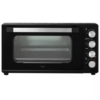 Mini-Backofen Adler AD 6030 — 30 L / 1500 W, mechanischer Timer, Drehspieß, 230 °C, freistehend, schwarz