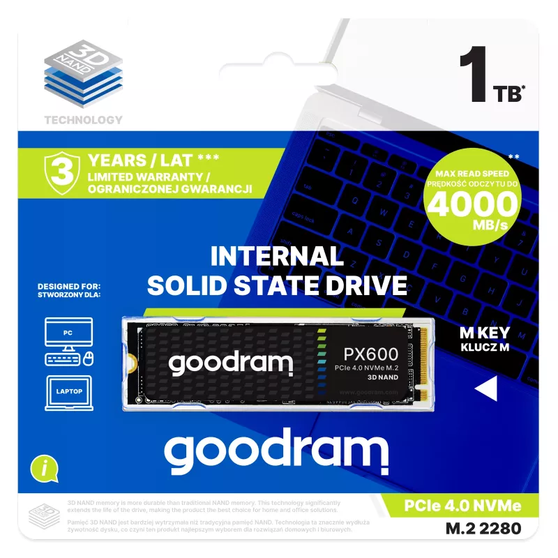 Goodram SSDPR-PX600-2K0-80 interne Solid-State-Disk 2 TB M.2 PCI Express 4.0 NVMe 3D NAND