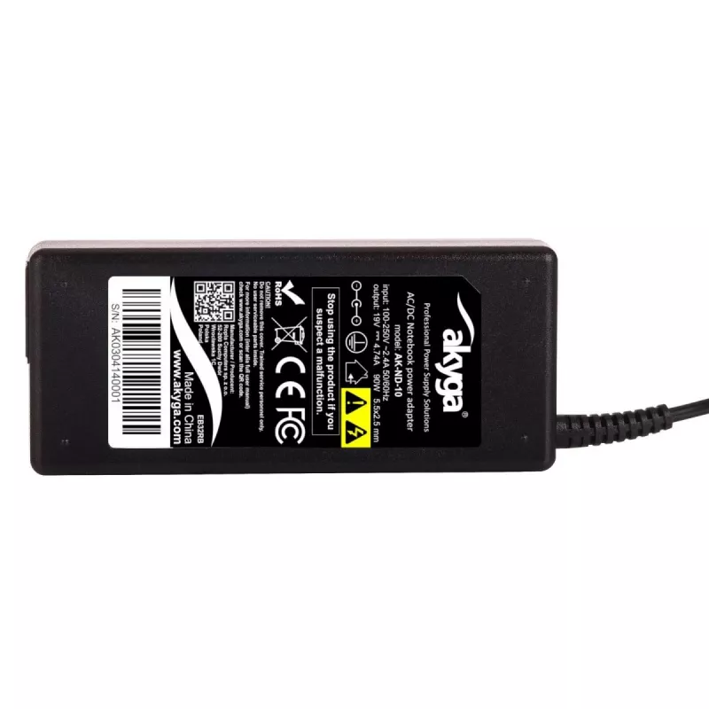 Netzteil Akyga AK-ND-10 90W 19V 4,74A AC-DC Laptop-Netzteil, 1,2m Kabel, Schwarz
