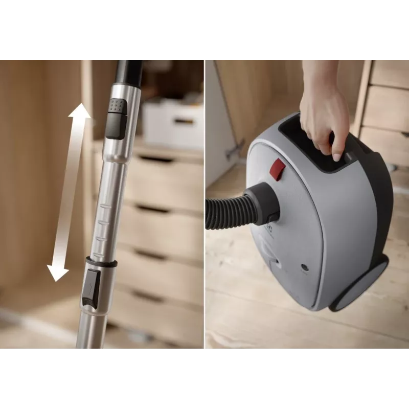 Staubsauger-Zylinder Electrolux EB61A5UG — 3,5 L Staubbeutel, 750 W, 12 m Radius, Turbobürste, Edelstahl-Teleskoprohr