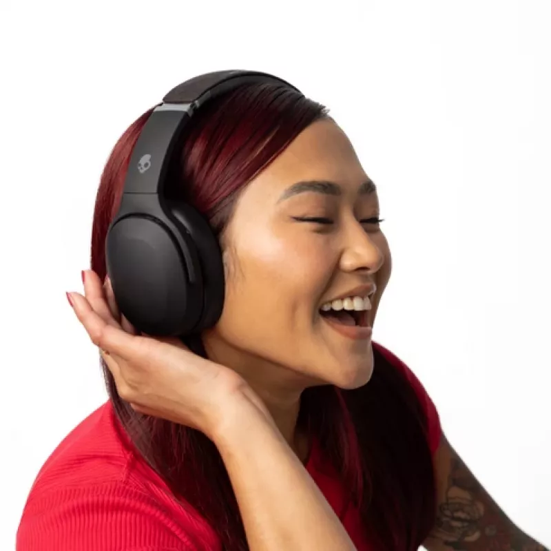 Skullcandy Crusher Evo Kopfhörer – kabelloses & kabelgebundenes Over-Ear-Headset, Bluetooth 5.0, 40 h Akku, USB-C, 3,5 mm, faltbar, schwarz