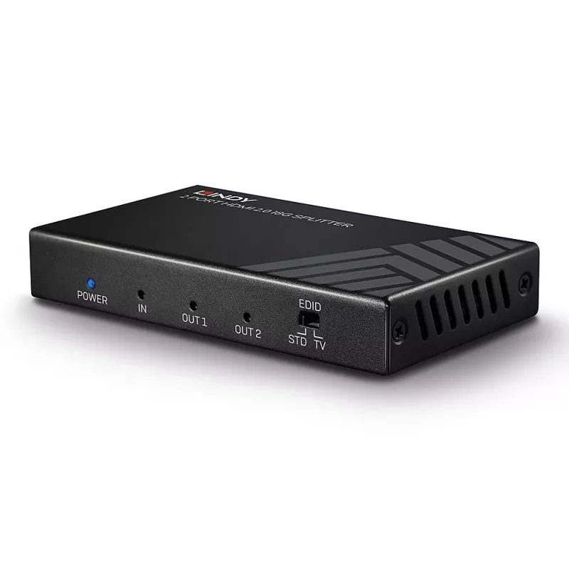 Lindy 2 Port HDMI 2.0 18G Splitter, HDMI, 2x HDMI, 3840 x 2160 Pixel, Schwarz, Metall, CE, FCC, RoHS, REACH, California Proposition 65