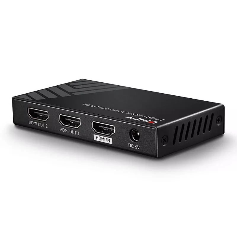 Lindy 2 Port HDMI 2.0 18G Splitter, HDMI, 2x HDMI, 3840 x 2160 Pixel, Schwarz, Metall, CE, FCC, RoHS, REACH, California Proposition 65