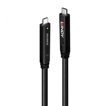 Lindy 10m USB 3.2 Gen 1 und DP 1.4 Typ C Hybridkabel, 10 m, USB C, USB C, USB 3.2 Gen 1 (3.1 Gen 1), schwarz