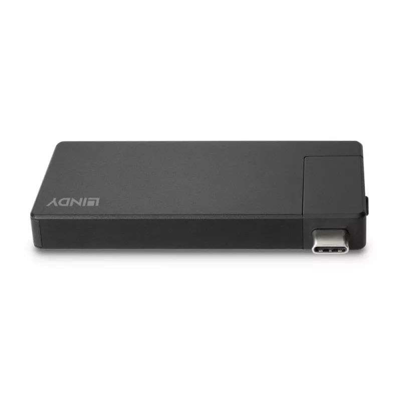 Lindy DST-Micro, USB-C Laptop Micro Docking Station mit 4K-Unterstützung und 100W Durchschleifladung