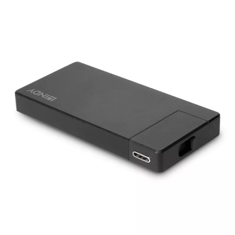 Lindy DST-Micro, USB-C Laptop Micro Docking Station mit 4K-Unterstützung und 100W Durchschleifladung