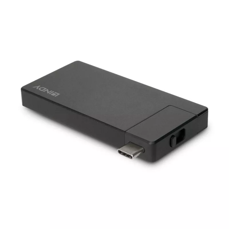 Lindy DST-Micro, USB-C Laptop Micro Docking Station mit 4K-Unterstützung und 100W Durchschleifladung