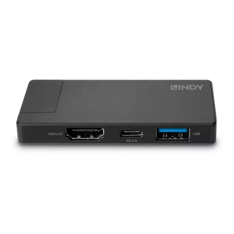 Lindy DST-Micro, USB-C Laptop Micro Docking Station mit 4K-Unterstützung und 100W Durchschleifladung
