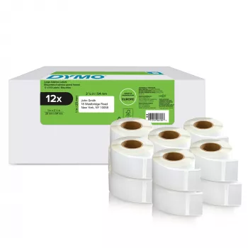 DYMO Authentic LabelWriter Rückversand-Etiketten | 25 mm x 54 mm | Selbstklebend | 12 Rollen mit je 500 Easy-Peel-Etiketten (6.000 Stück) | für LabelWriter Etikettendrucker | Hergestellt in Europa
