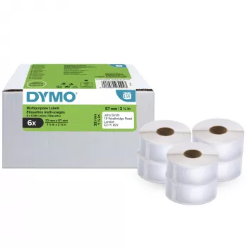 DYMO Authentic LabelWriter Mehrzwecketiketten 32 mm x 57 mm 6 Rollen mit 1.000 leicht ablösbaren Etiketten (6.000 Stück) Selbstklebend für LabelWriter-Etikettendrucker