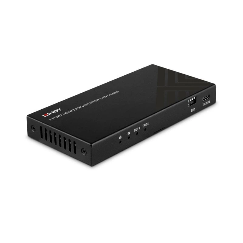 Lindy 2 Port HDMI 8K60 Splitter mit Audio, HDMI, 2x HDMI, 3,5 mm, 7680 x 4320 Pixel, Schwarz, Metall
