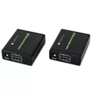 AV-Sender und -Empfänger TECHLY IDATA EXT-E70 — HDMI-Verlängerung über Cat6/6a/7-Kabel, Full HD 1920x1080, 60 m, 10,2 Gbit/s, HDCP, schwarz