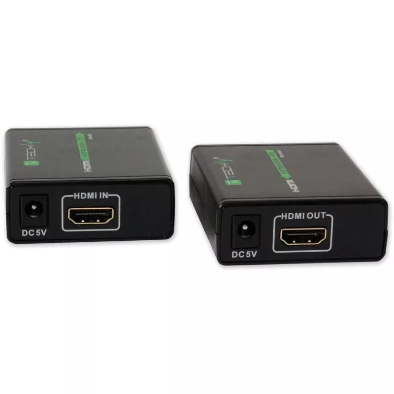 AV-Sender und -Empfänger TECHLY IDATA EXT-E70 — HDMI-Verlängerung über Cat6/6a/7-Kabel, Full HD 1920x1080, 60 m, 10,2 Gbit/s, HDCP, schwarz