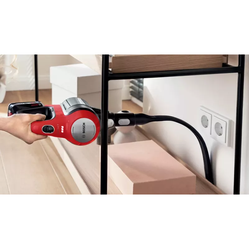 Bosch BBS711ANM Stabstaubsauger/Elektrobesen Akku Trocken Beutellos 0,3 L Schwarz, Rot, Edelstahl