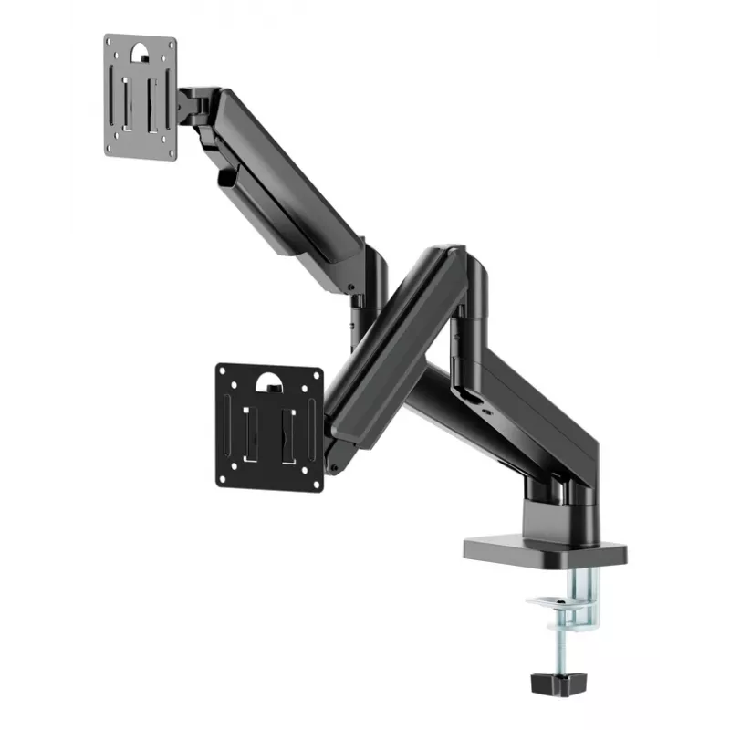 GEMBIRD Schreibtischmontierter verstellbarer Doppelmonitorarm 17-32 Zoll, Schwarz