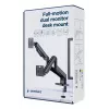 GEMBIRD Schreibtischmontierter verstellbarer Doppelmonitorarm 17-32 Zoll, Schwarz