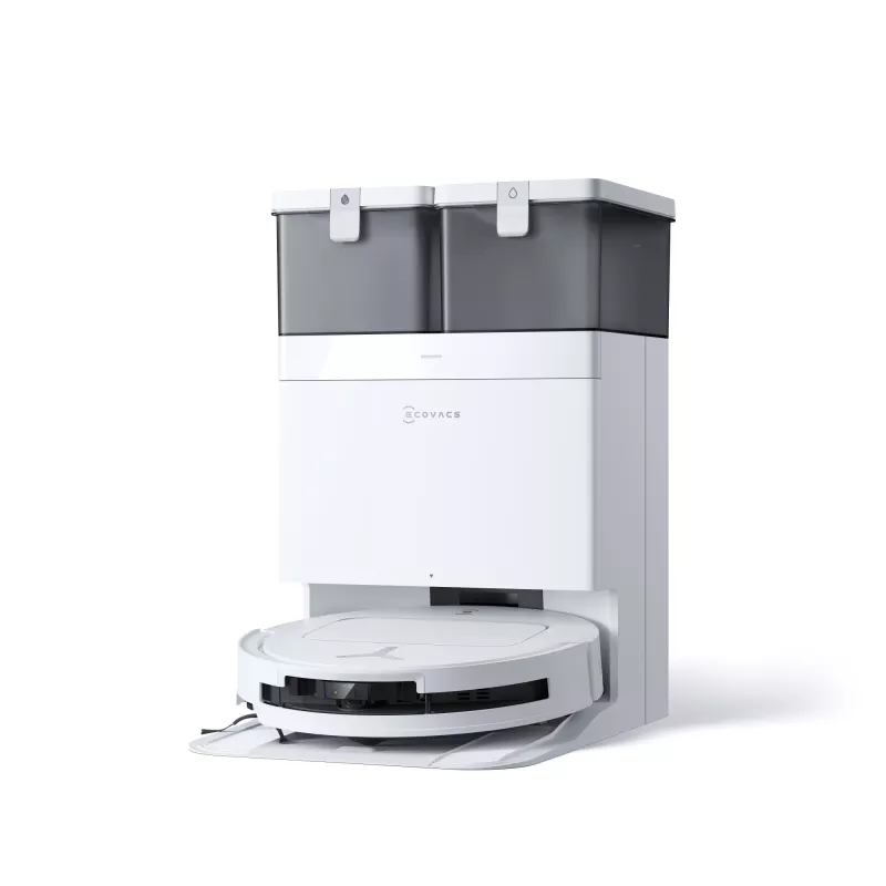 Staubsaugerroboter Ecovacs Deebot T50 Pro Omni — 185 Min. Laufzeit, 6400 mAh Akku, 3 L Basis-Staubkapazität, D-ToF-Lidar-Navigation, Nasswischen, 9 mm Kletterfähigkeit