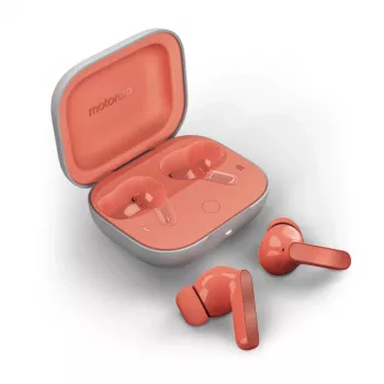 Kabellose In-Ear-Kopfhörer Motorola Moto Buds — Coral, Bluetooth 5.3, ANC, Dolby Atmos, 9 Std. Wiedergabe (42 Std. mit Case)