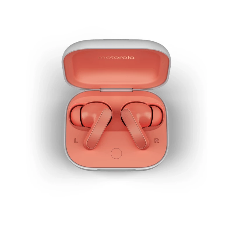 Kabellose In-Ear-Kopfhörer Motorola Moto Buds — Coral, Bluetooth 5.3, ANC, Dolby Atmos, 9 Std. Wiedergabe (42 Std. mit Case)