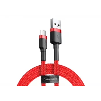 BASEUS Geflochtenes Cafule Schnellladekabel – USB Typ-A auf Typ-C 2 A – 2 m – Rot (Nylon)