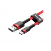 BASEUS Geflochtenes Cafule Schnellladekabel – USB Typ-A auf Typ-C 2 A – 2 m – Rot (Nylon)