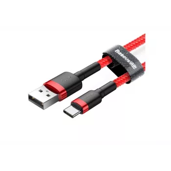 BASEUS Geflochtenes Cafule Schnellladekabel – USB Typ-A auf Typ-C 2 A – 2 m – Rot (Nylon)