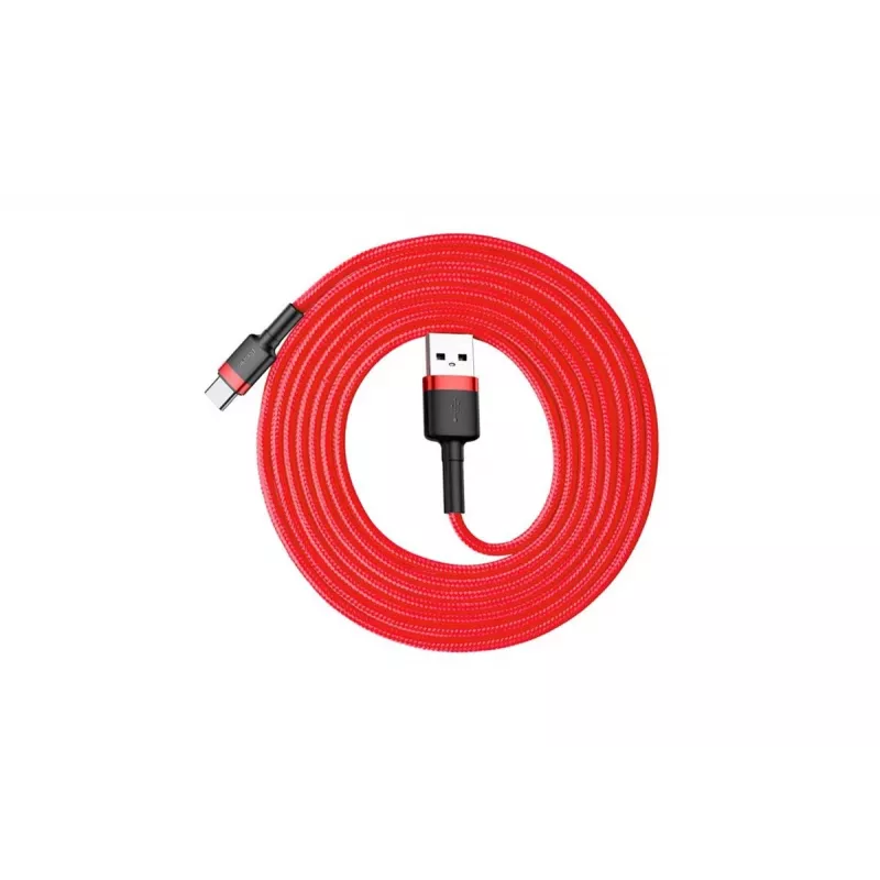 BASEUS Geflochtenes Cafule Schnellladekabel – USB Typ-A auf Typ-C 2 A – 2 m – Rot (Nylon)