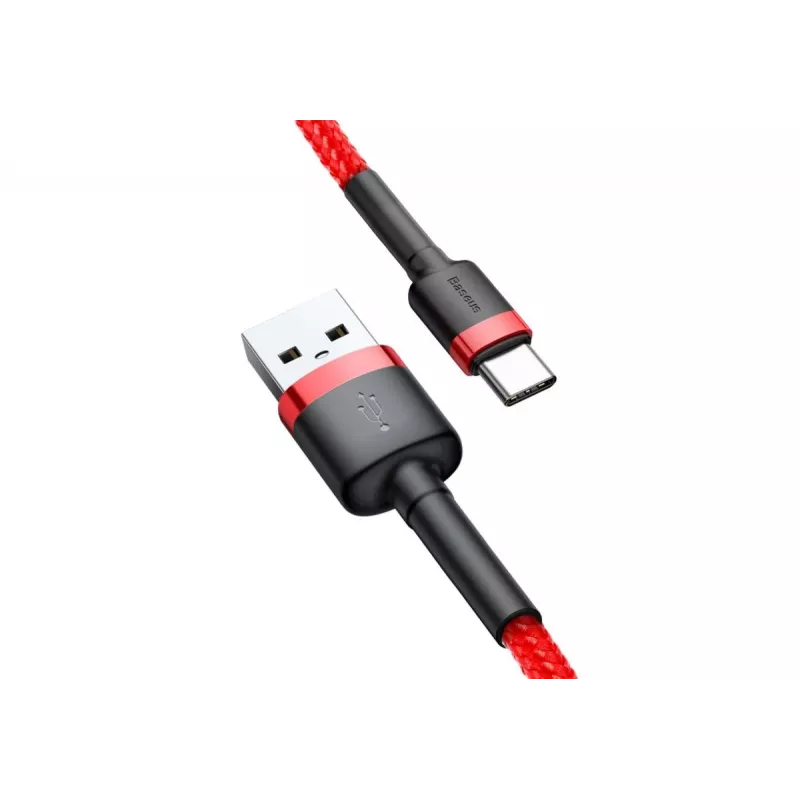 BASEUS Geflochtenes Cafule Schnellladekabel – USB Typ-A auf Typ-C 2 A – 2 m – Rot (Nylon)