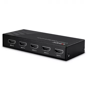 Lindy 5 Port HDMI 18G Switch, HDMI, Metall, Schwarz, 18 Gbit/s, RF, 4K Ultra HD