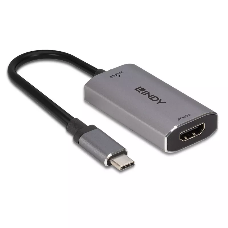 Lindy USB Type C auf HDMI 8K60 Konverter, 0,11 m, USB Type-C, HDMI, Stecker, Buchse, gerade
