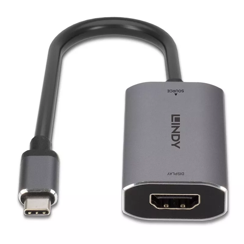Lindy USB Type C auf HDMI 8K60 Konverter, 0,11 m, USB Type-C, HDMI, Stecker, Buchse, gerade