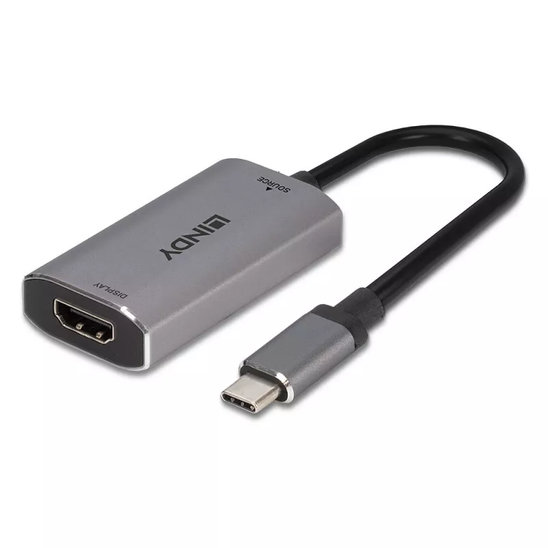 Lindy USB Type C auf HDMI 8K60 Konverter, 0,11 m, USB Type-C, HDMI, Stecker, Buchse, gerade