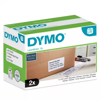 DYMO Authentic LabelWriter Hochkapazitäts-Versandetiketten | (59 mm x 102 mm) | 2 Rollen mit 575 leicht ablösbaren Etiketten (1.150 Versandetiketten) | Selbstklebend | für LabelWriter 4XL/5XL Etikettiergeräte