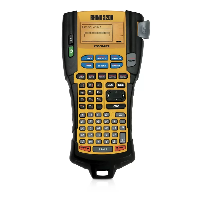 DYMO RHINO 5200 Industrie-Etikettendrucker | Beschriftungsgerät-Kit mit Koffer | Zeitsparende Schnelltasten, druckt schnell, langlebiges Beschriftungsgerät für Baustellen und anspruchsvolle Beschriftungsaufgaben (EU-Stecker Typ C)