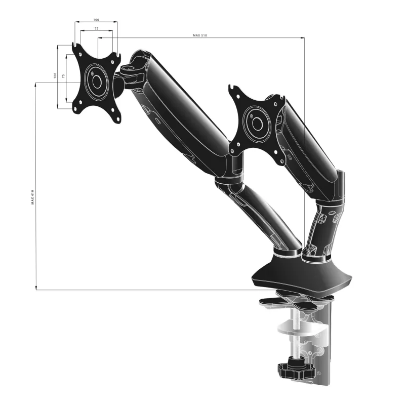 iiyama DS3002C-B1 Monitorhalterung / Standfuß 68.6 cm (27 Zoll) Schreibtisch Schwarz