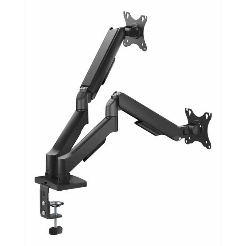 GEMBIRD Verstellbarer Tisch-Monitorarm für zwei Bildschirme mit USB-Anschlüssen, 43,2-81,3 cm (17-32 Zoll)