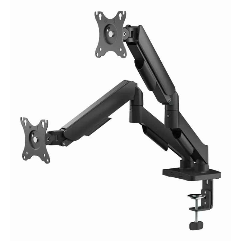 GEMBIRD Verstellbarer Tisch-Monitorarm für zwei Bildschirme mit USB-Anschlüssen, 43,2-81,3 cm (17-32 Zoll)