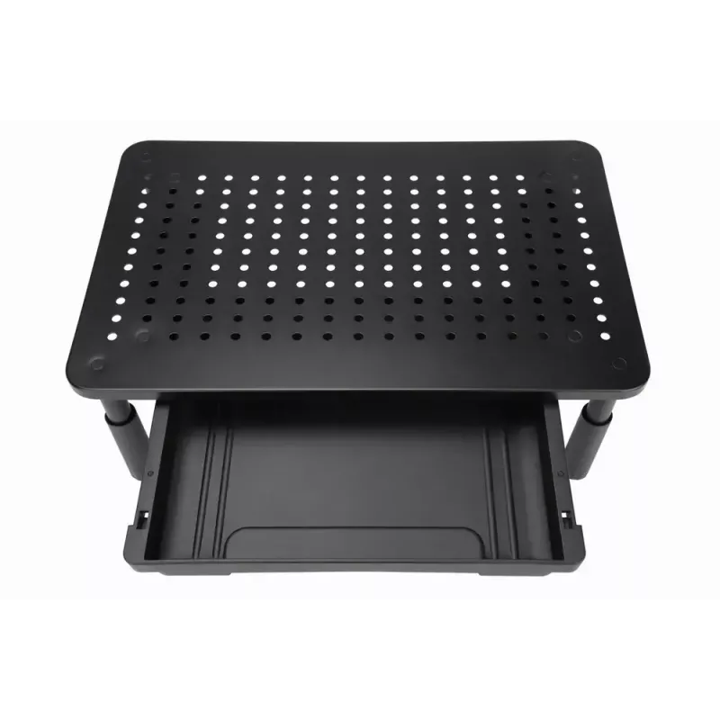 Monitorständer GEMBIRD MS-TABLE-D-01 — höhenverstellbarer Tischaufsatz mit 1 Schublade, Stahl, 140 mm Höhe, für 1 Display, 20 kg Tragkraft