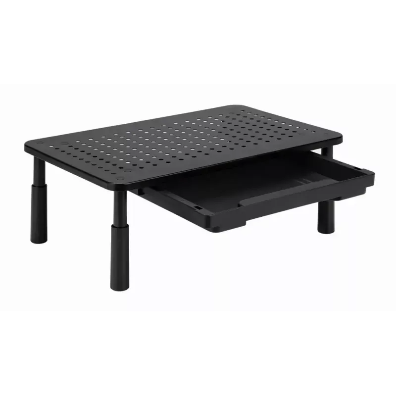 Monitorständer GEMBIRD MS-TABLE-D-01 — höhenverstellbarer Tischaufsatz mit 1 Schublade, Stahl, 140 mm Höhe, für 1 Display, 20 kg Tragkraft