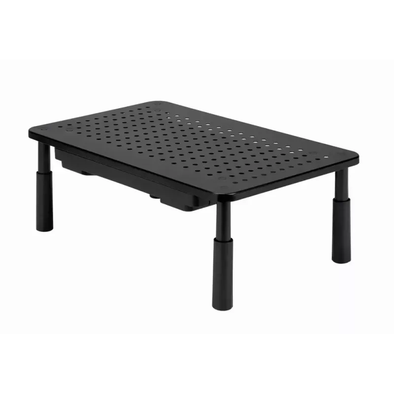 Monitorständer GEMBIRD MS-TABLE-D-01 — höhenverstellbarer Tischaufsatz mit 1 Schublade, Stahl, 140 mm Höhe, für 1 Display, 20 kg Tragkraft