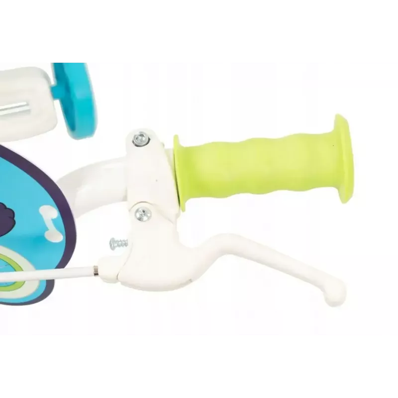 Kinderfahrrad Toimsa Bluey 12 Zoll — 12-Zoll-Rad, blau und limette, Vorder- und Hinterradbremse, Stützräder