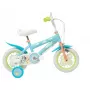 Kinderfahrrad Toimsa Bluey 12 Zoll — 12-Zoll-Rad, blau und limette, Vorder- und Hinterradbremse, Stützräder