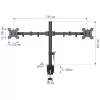 Monitorhalterung TECHLY ICA-LCD-382-D für 2 Displays, Tischklemme, bis 27 Zoll, 20 kg, VESA 75x75–100x100, schwarz