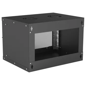 Wandmontierter Netzwerkschrank INTELLINET 714143 — 6U 19 Zoll, 540×400×353 mm, verzinkter Stahl, Glasfront, IP20, max. 50 kg
