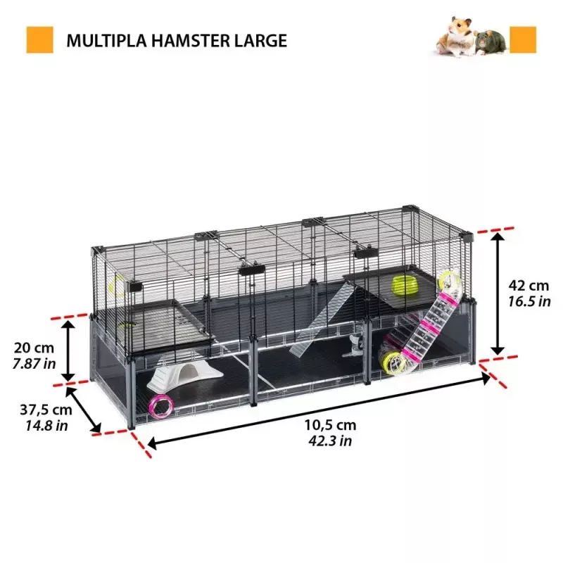 Nagerkäfig FERPLAST Multipla Hamster large 107,5×37,5×42 cm, Metall, schwarz