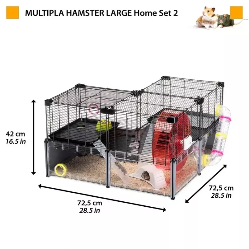 Nagerkäfig FERPLAST Multipla Hamster large 107,5×37,5×42 cm, Metall, schwarz