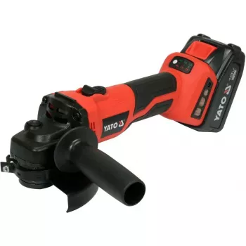 Winkelschleifer YATO YT-828295, kabellos 18 V, bürstenlos, 125-mm-Scheibe, 2x 4 Ah Li-Ion-Akkus, 1,26 kg