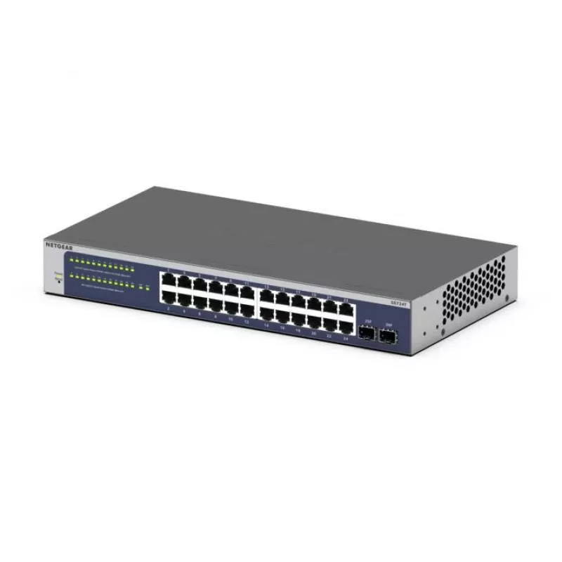 NETGEAR GS724Tv6 Managed L2+/L3 Gigabit Ethernet (10/100/1000) 1U Blau, Grau