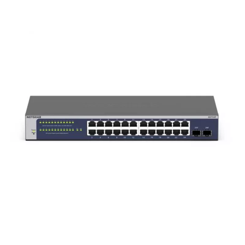 NETGEAR GS724Tv6 Managed L2+/L3 Gigabit Ethernet (10/100/1000) 1U Blau, Grau