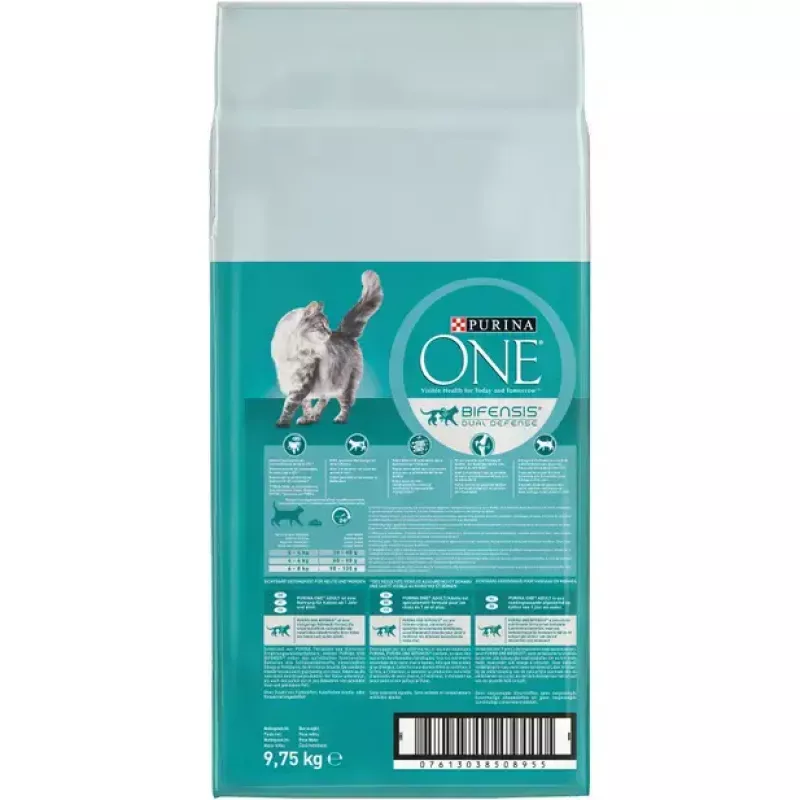 Trockenfutter für Katzen Purina Nestlé PURINA One 12430964, ausgewachsene Katzen, Lachs, 9,75 kg, Protein 34%, Fett 14%